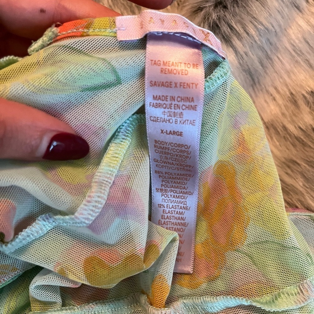 Savage X Fenty Free Spirit floral mesh teddy sz XL Extra large - Picture 6 of 6